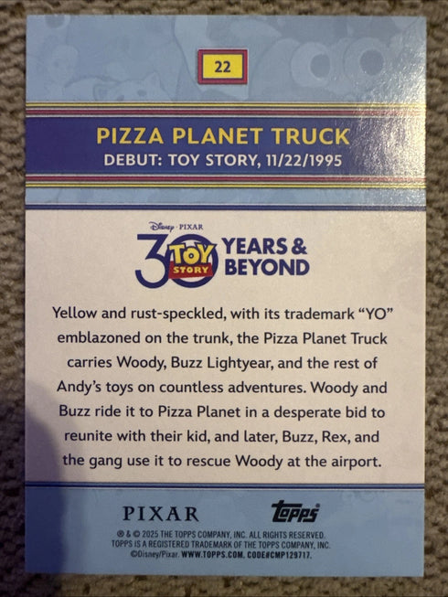 2025 Topps Toy Story 30 Years Pizza Planet Truck Base Card #22