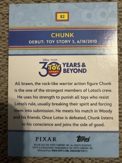 30 years of Toy Story - Chunk Topps Base Trading Card #82 Collectibles Central 4 U