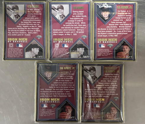 Lou Gehrig Cal Ripken Jr 1996 Metallic Impressions 5 Card Metal Set