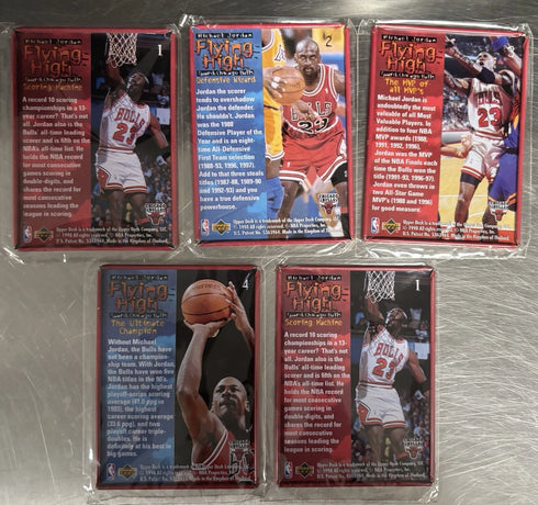 Michael Jordan 1998 Upper Deck Chicago Bulls Flying High 5 Card Metal Set