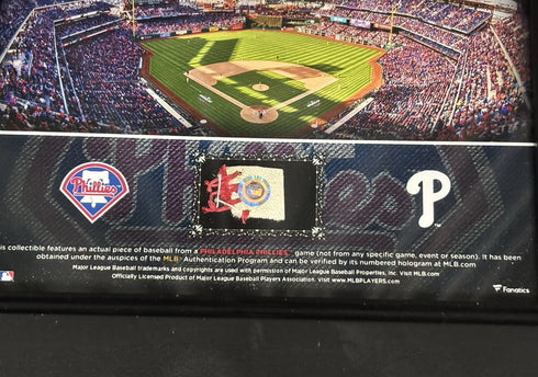 Philadelphia Phillies Game Used Baseball Piece Framed Fanatics Display MLB COA