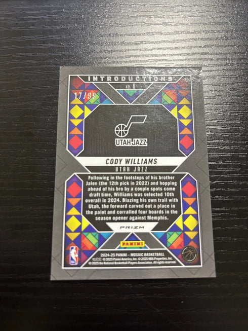 2024 Panini Mosaic Basketball Introductions Cody Williams /99
