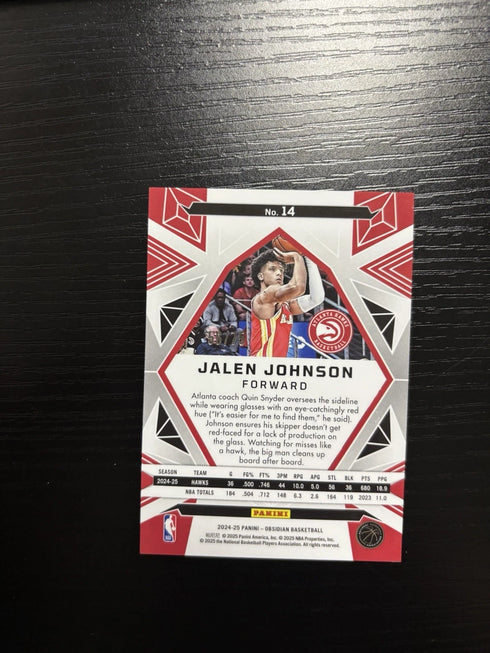 2024 Panini Obsidian Basketball Jalen Johnson Purple Flood /75