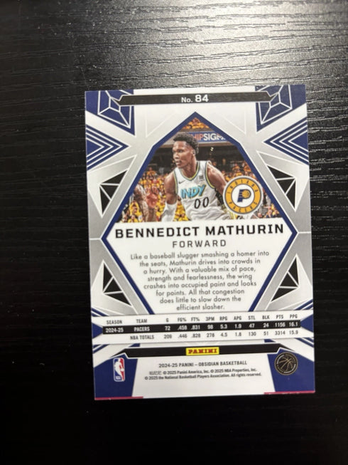 2024 Panini Obsidian Basketball Benedict Mathurin Silver Base