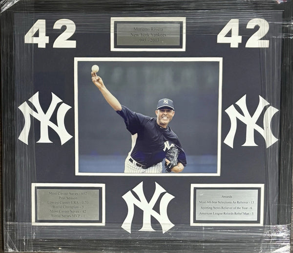 New York Yankees Mariano Rivera Framed With Name Plate Stat Plates