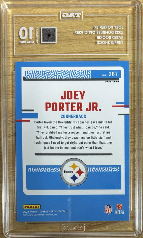 2023 Donruss Optic Joey Porter Jr Rated Rookie Purple Shock #287 TAG 10