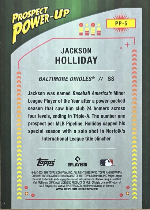 2024 Topps Jackson Holliday Baltimore Orioles Prospect Power Up Rookie #PP-5