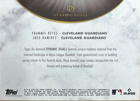 2022 Topps Franmil Reyes Jose Ramirez Cleveland Guardians Dynamic Duals #17