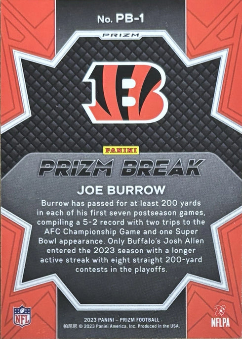 2023 Prizm Joe Burrow Cincinnati Bengals Prizm Break #PB-1