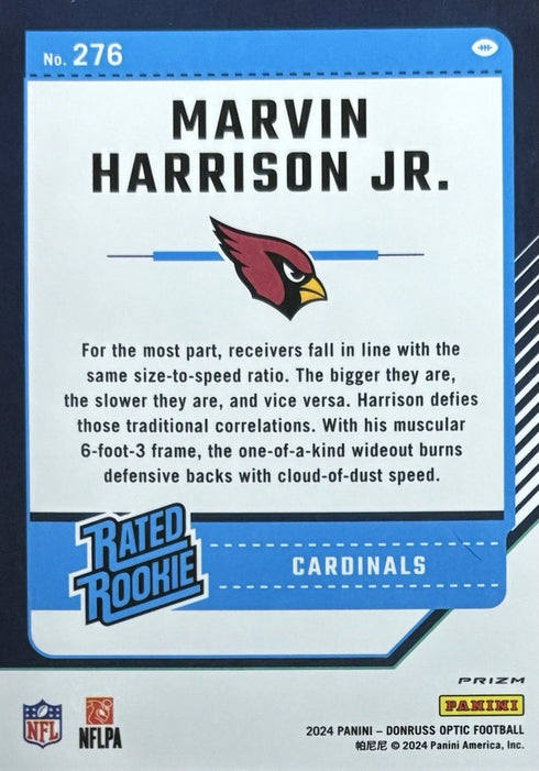 2024 Donruss Optic Marvin Harrison Jr Arizona Cardinals Rated Rookie Pink #276