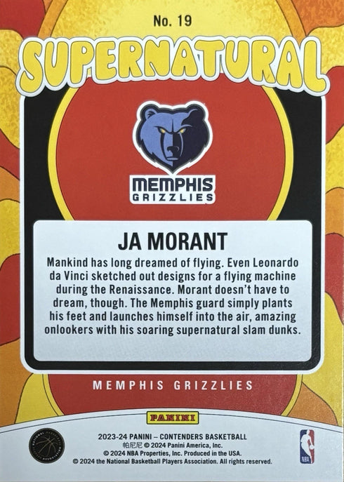2024 Contenders Ja Morant Memphis Grizzlies Supernatural #19