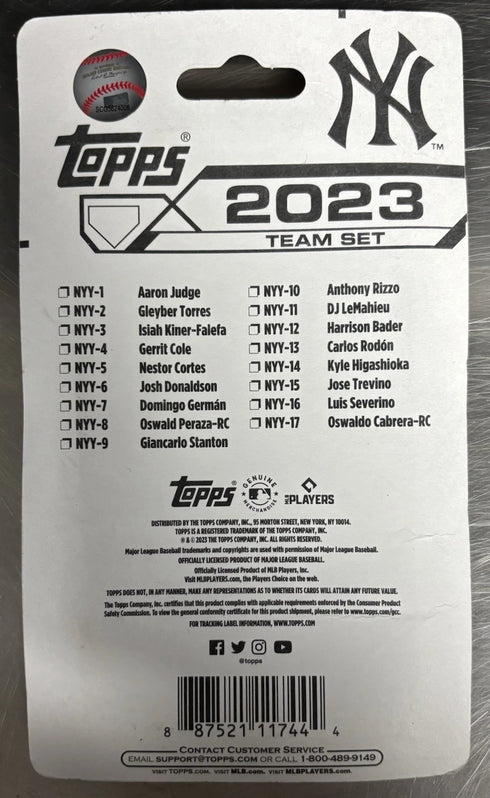 2023 Topps New York Yankees Team Set