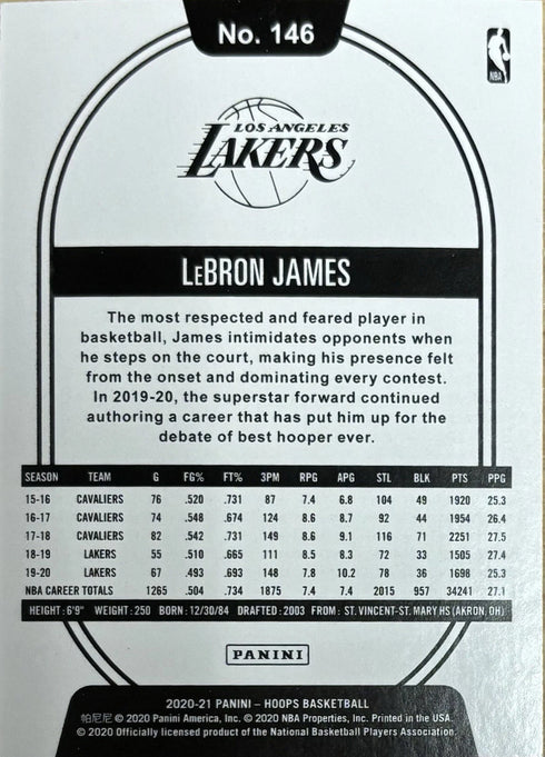 2020-21 NBA Hoops LeBron James Los Angeles Lakers #146
