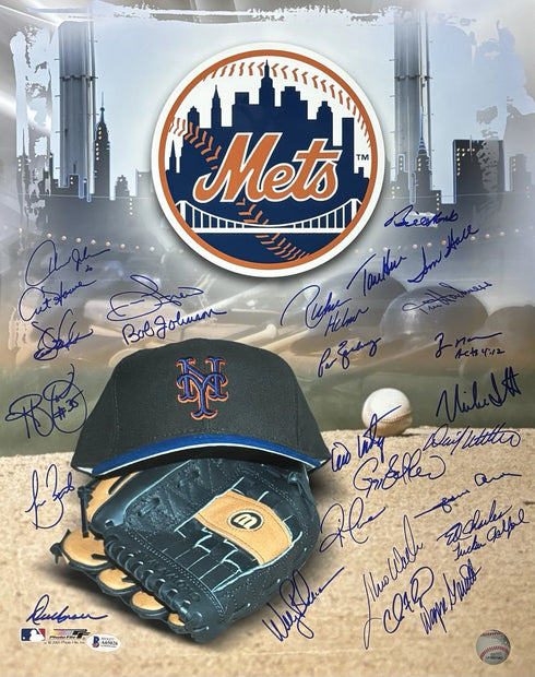 New York Mets Signed Team Greats 16x20 Photo Beckett Full Letter
