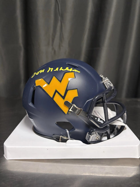 West Virgina Mountaineers Don Nehlen Signed Mini Helmet JSA