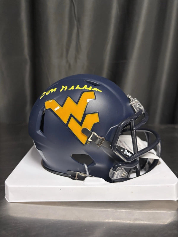 West Virgina Mountaineers Don Nehlen Signed Mini Helmet JSA