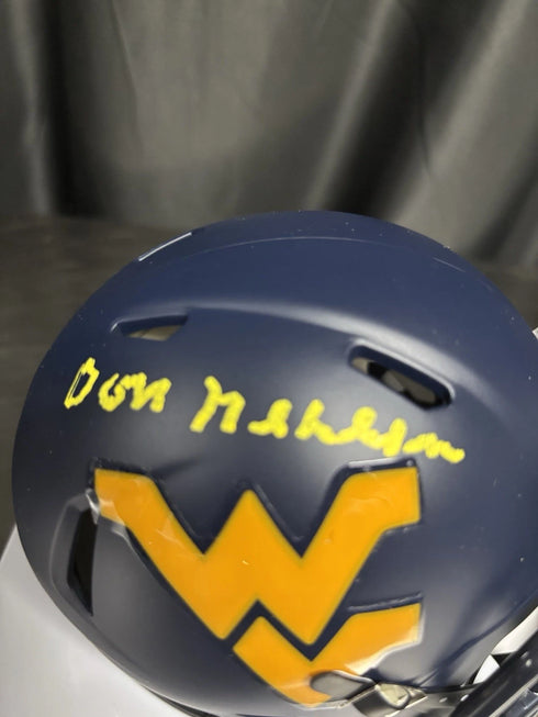 West Virgina Mountaineers Don Nehlen Signed Mini Helmet JSA