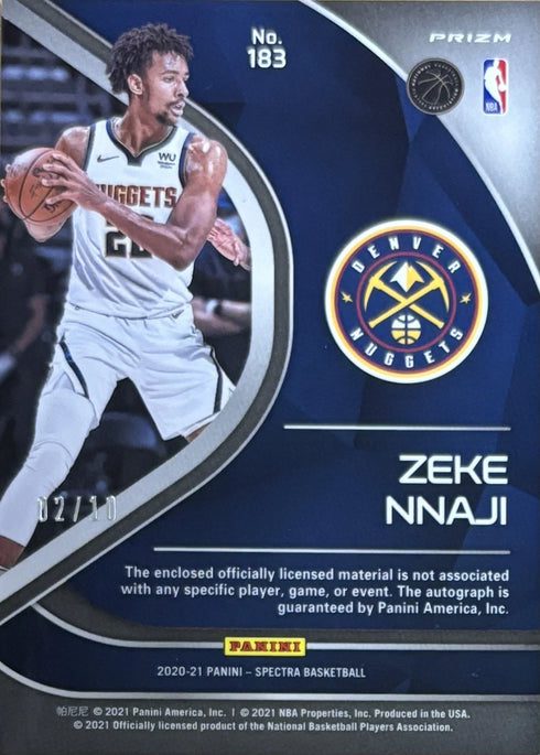 2020-21 Spectra Zeke Nnaji Denver Nuggets Gold RPA 02/10 #183