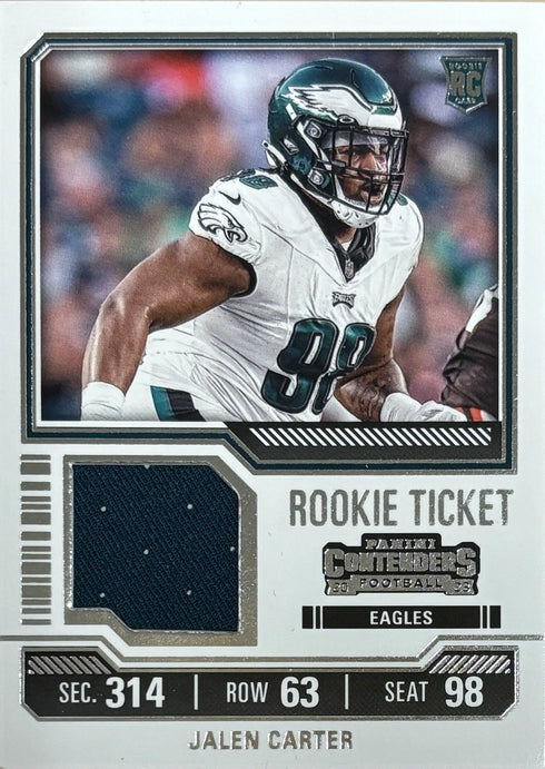 2023 Contenders Jalen Carter Philadelphia Eagles Rookie Ticket Patch #TS14