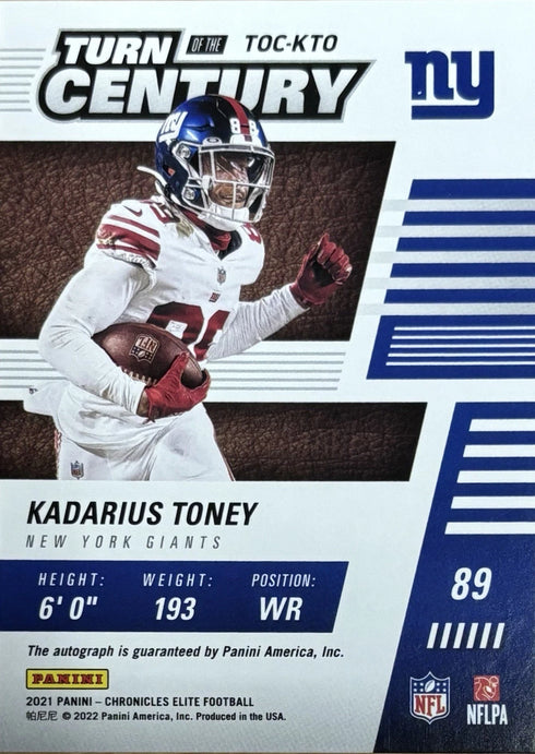 2021 Elite Kadarius Toney New York Giants Turn Of The Century Gold /5 #89