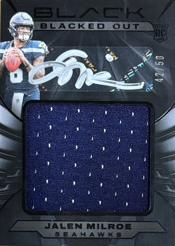 2025 Black Jalen Milroe Seattle Seahawks Blacked Out RPA /50 #BJA-JME