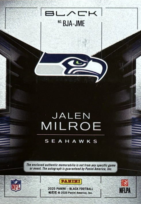 2025 Black Jalen Milroe Seattle Seahawks Blacked Out RPA /50 #BJA-JME