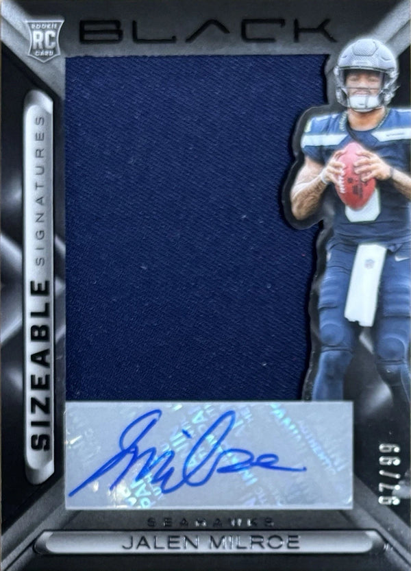 2025 Black Jalen Milroe Seattle Seahawks Sizeable Signatures RPA /99 #SSR-JME