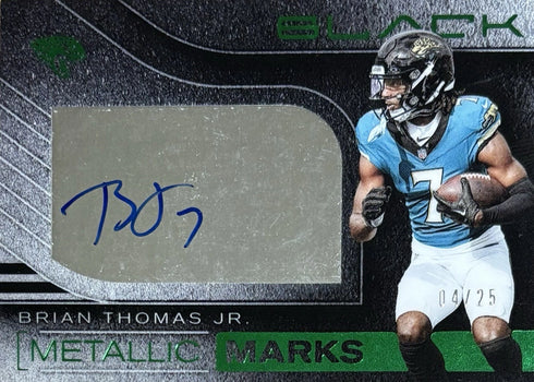 2025 Black Brian Thomas Jr Metallic Marks Green Auto /25 #MMK-BTJ