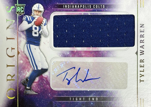 2025 Origins Tyler Warren Indianapolis Colts Rookie Patch Auto #RJJ-TWN