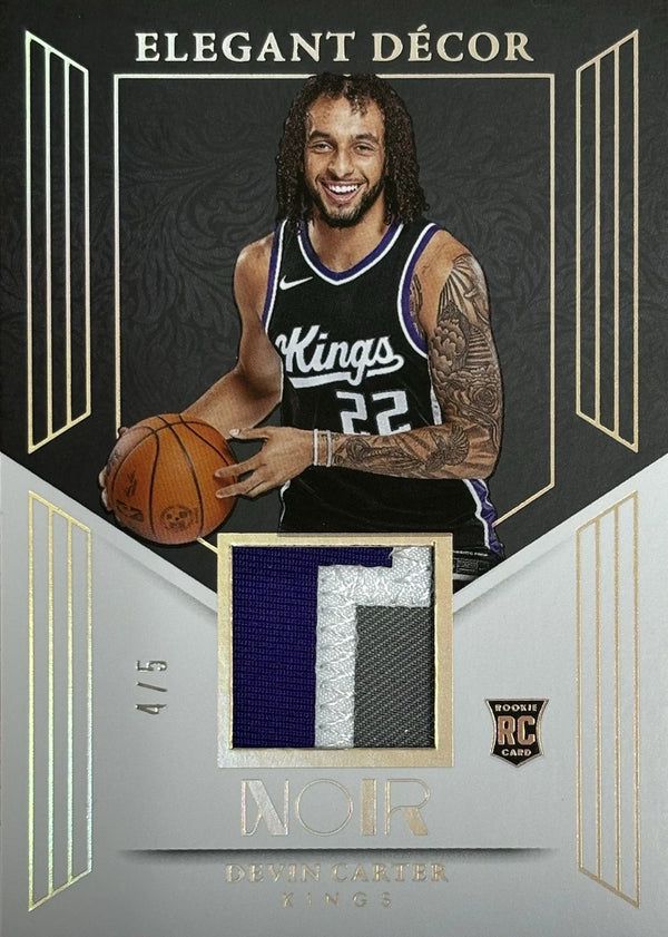 2024-25 Noir Devin Carter Sacramento Kings Elegant Decor RC Patch /5 #EDR-DEV