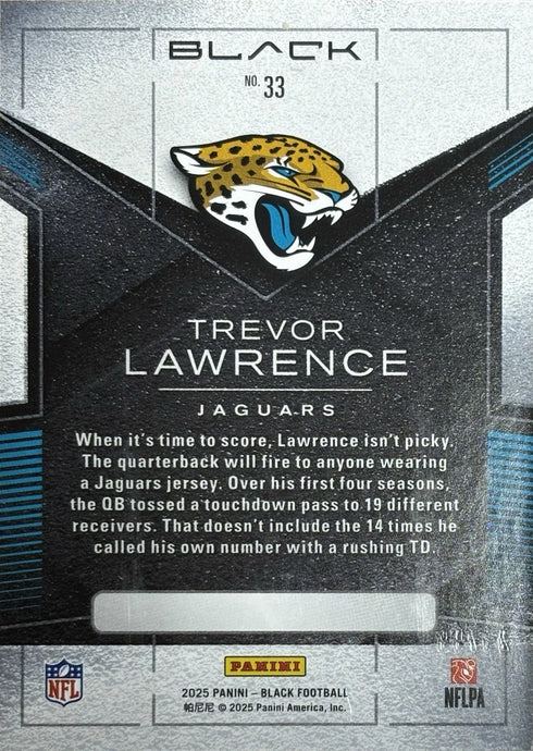 2025 Black Trevor Lawrence Jacksonville Jaguars Blue Sapphire /50 #33