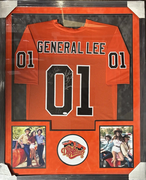 Dukes Of Hazzards General Lee Signed Framed Jersey 3 Sigs JSA