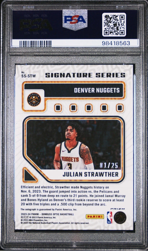 2023 Optic Julian Strawther Signature Series Pink #SSSTW PSA 10