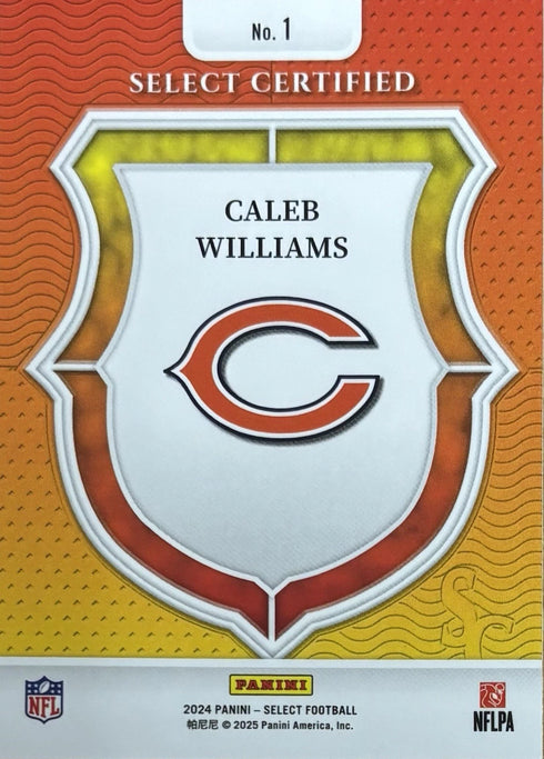 2024 Select Caleb Williams Chicago Bears Select Certified Rookie #1