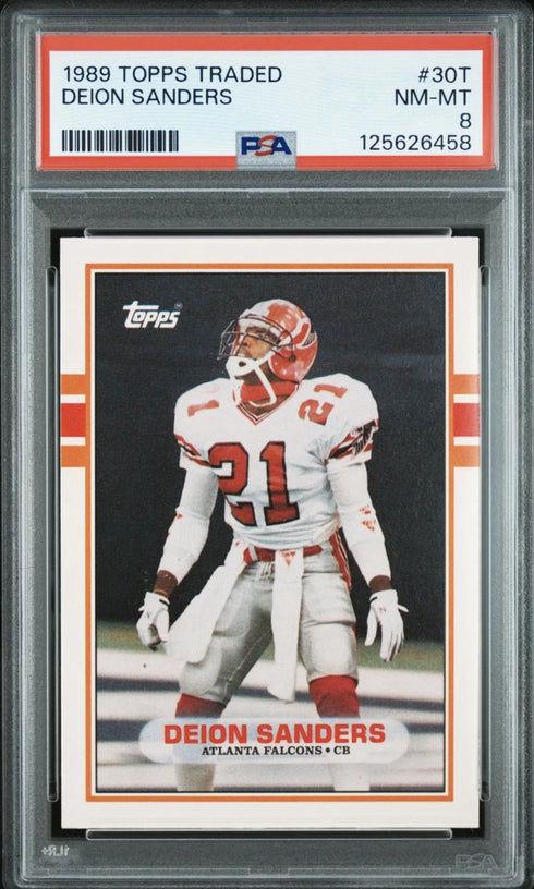1989 Topps Traded Deion Sanders Atlanta Falcons Rookie #30T PSA 8