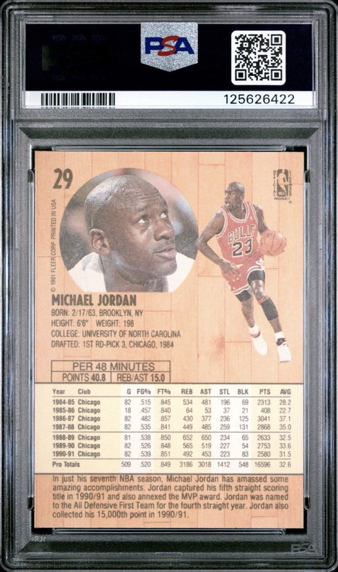 1991 Fleer Michael Jordan Chicago Bulls #29 PSA 8