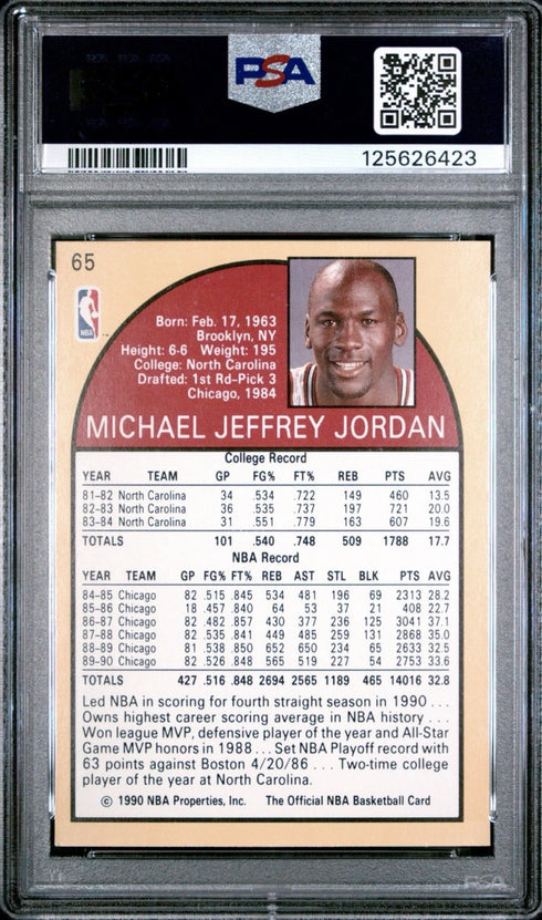1990 Hoops Michael Jordan Chicago Bulls #65 PSA 8