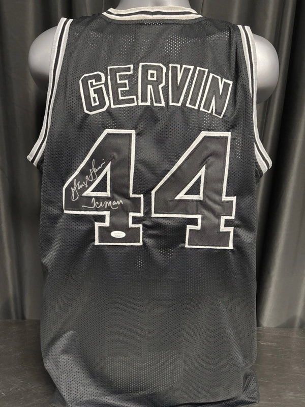San Antonio Spurs George Gervin Signed Black Jersey Iceman Inscr JSA