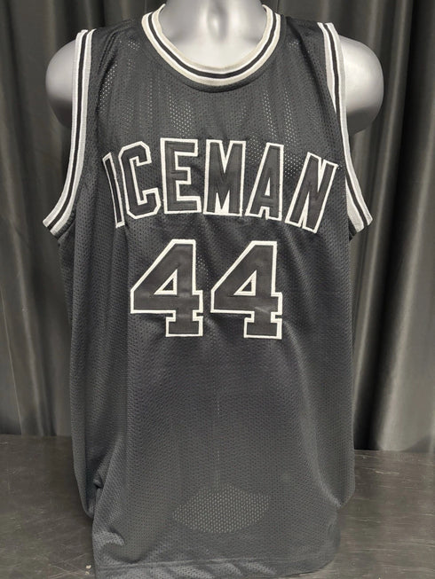 San Antonio Spurs George Gervin Signed Black Jersey Iceman Inscr JSA