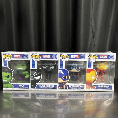Marvel 4 Pack Hulk Black Panther Iron Man Captain America Funko Pop