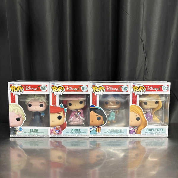 Disney Princess 4 Pack Holiday Elsa Ariel Jasmine Repunzal Funko Pop