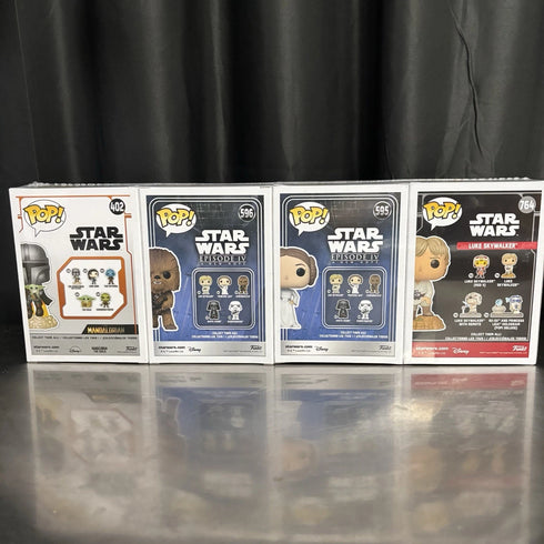 Star Wars 4 Pack Luke Skywalker Princess Leia Chewbacca Mandalorian Funko Pop