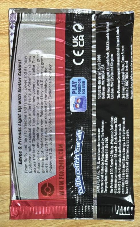 Pokemon Scarlet and Violet Prismatic Evolutions Booster Pack