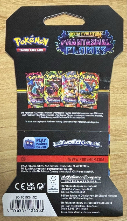 Pokémon Mega Evolution Phantasmal Flames Booster Pack Hanger