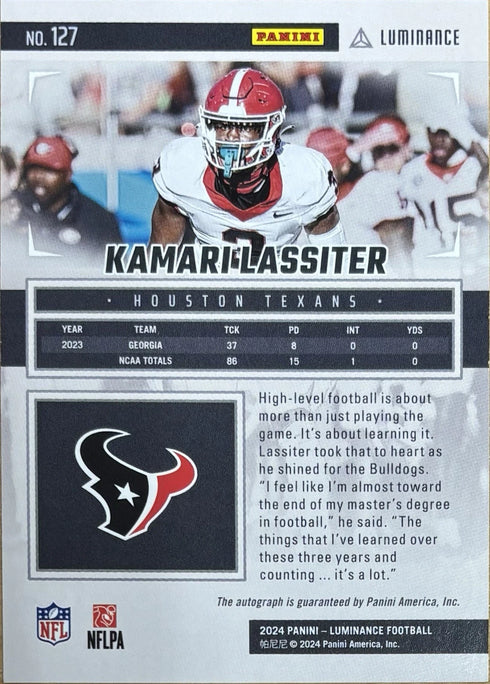 2024 Luminance Kamari Lassiter Houston Texans Rookie Auto 25/25 #127