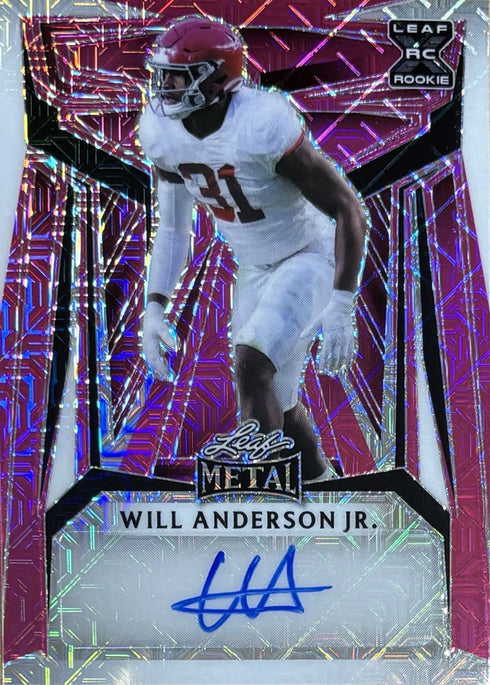 2023 Leaf Metal Will Anderson Jr Houston Texans Pink Rookie Auto 4/4 #BA-WAJ