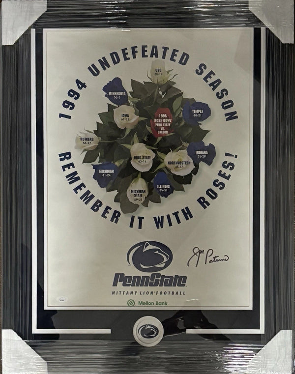 Penn State Nittany Lions Joe Paterno Signed Framed 1994 Undefeated Poster JSA