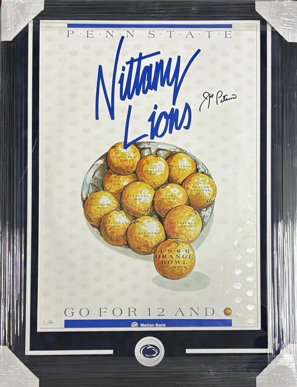 Penn State Nittany Lions Joe Paterno Signed Framed 1986 Orange Bowl Poster JSA