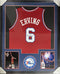Philadelphia 76ers Julius Erving Signed Framed Red Jersey JSA
