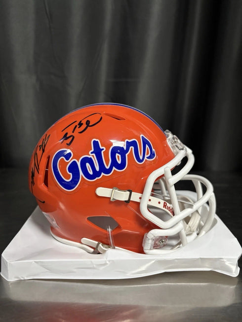 Florida Gators Steve Spurrier Tim Tebow Danny Wuerffel Signed Mini Helmet JSA